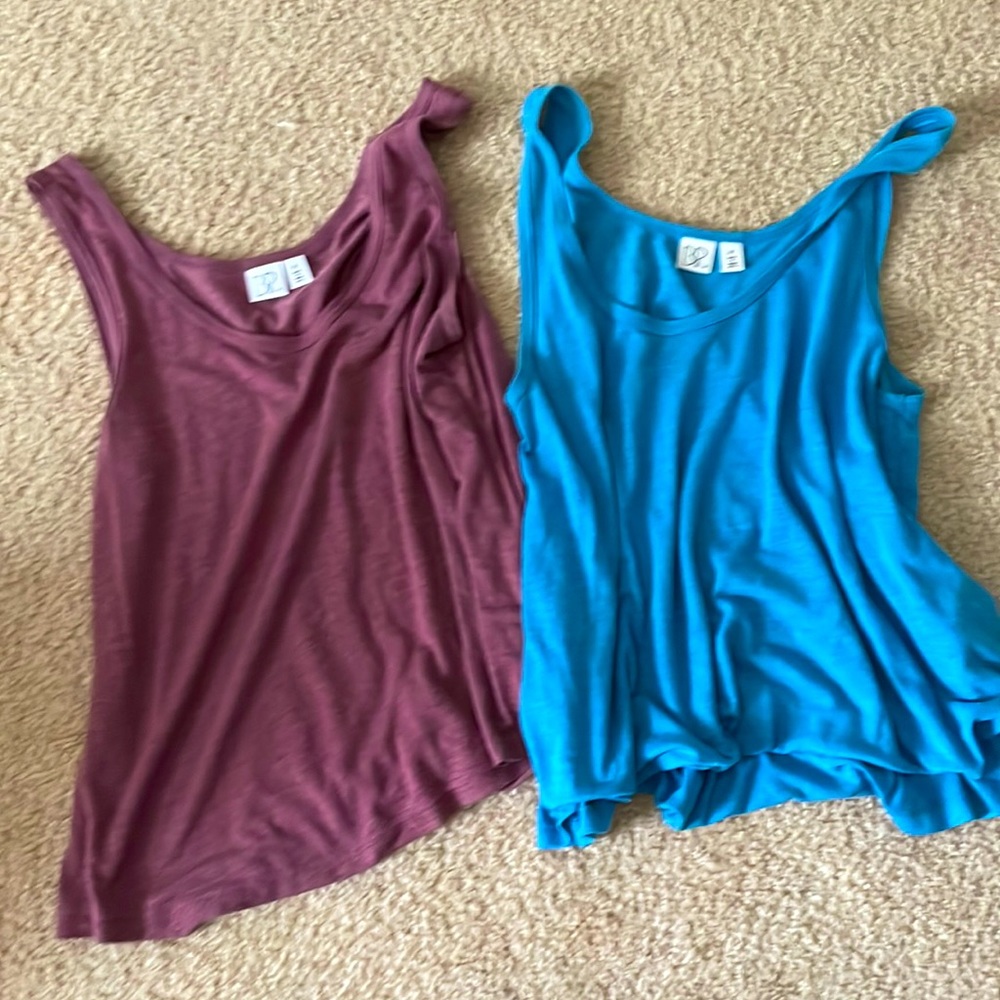 Blue and maroon tank tops